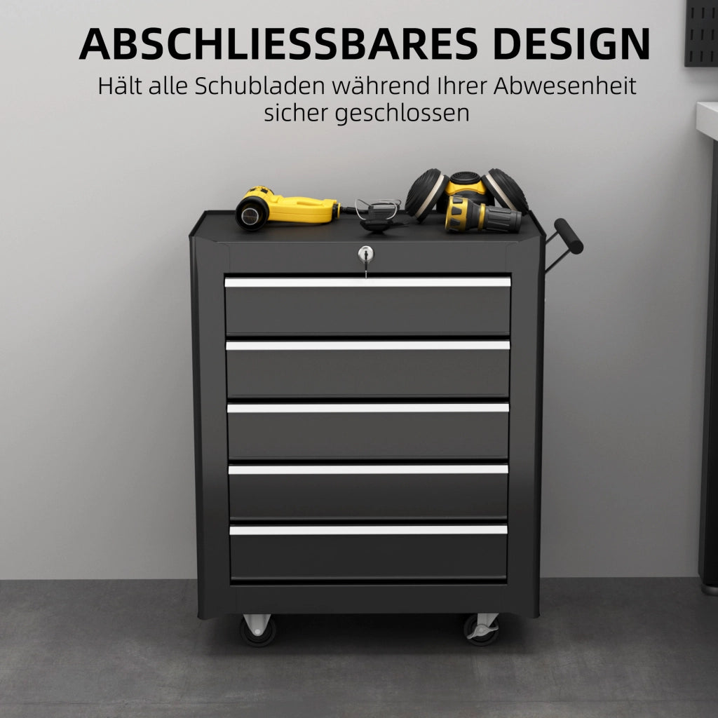 Cassettiera con 5 cassetti rotelle ¨C Minimal ¨C acciaio nero 60x40x138 cm