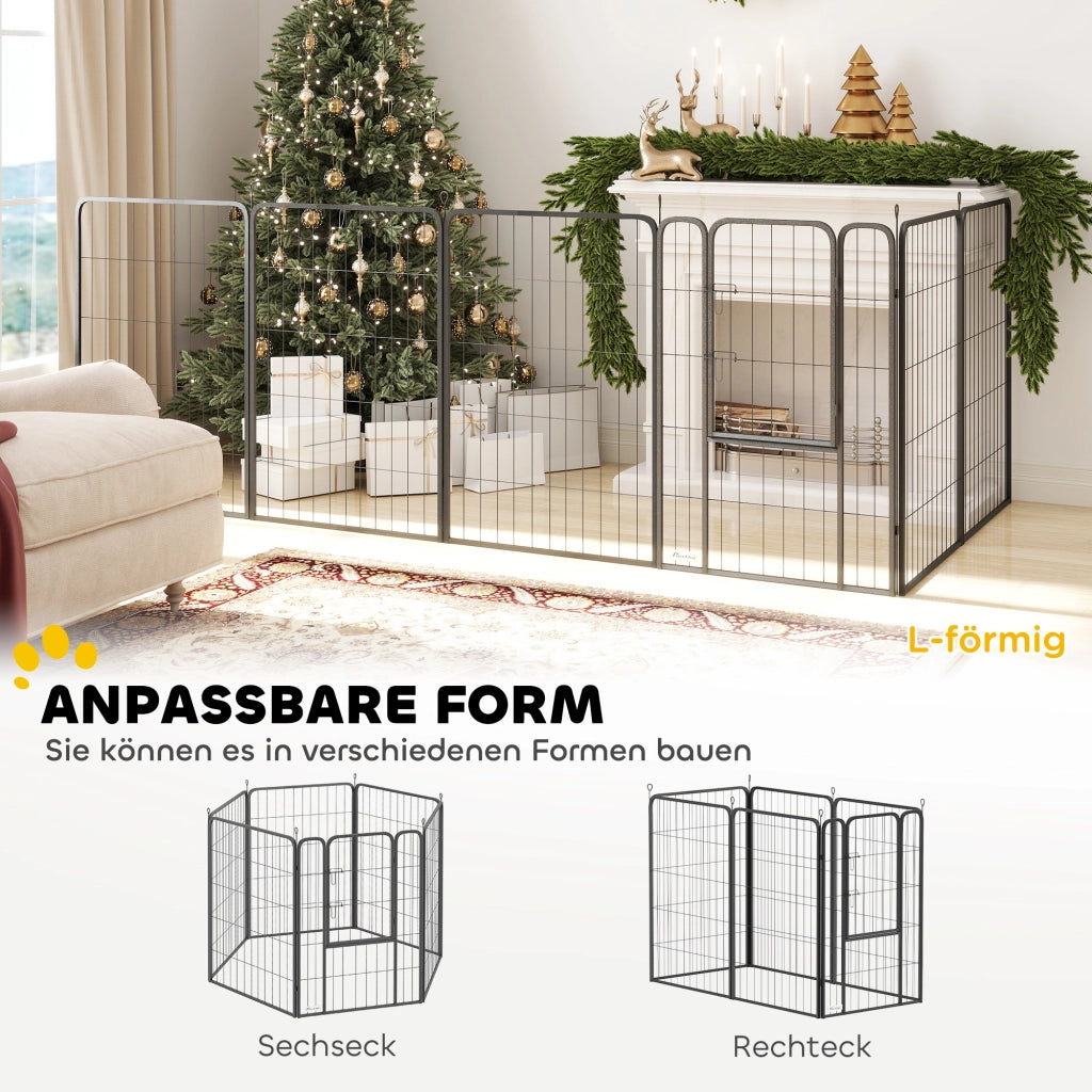 Recinto per Cani 6 Pannelli ¨C Zephmum ¨C Grigio 100x100x100 cm