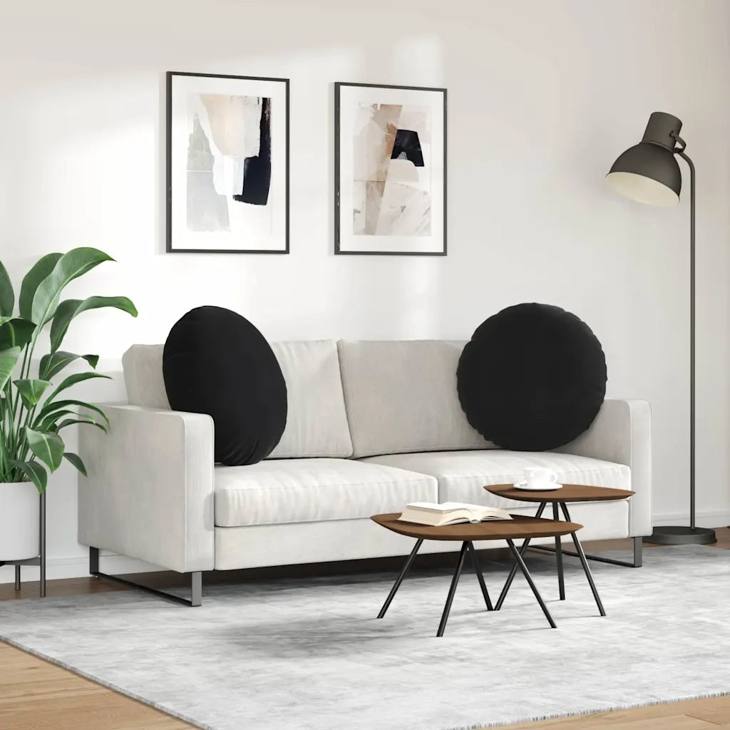 Cuscini per Seduta 2 pcs Nero Ø60 x 21 cm Velluto 42014217