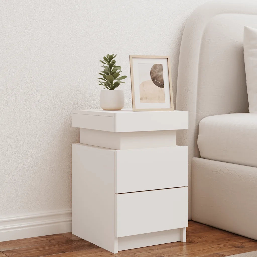 Comodino con Luci LED Bianco 35x39x55 cm 836749