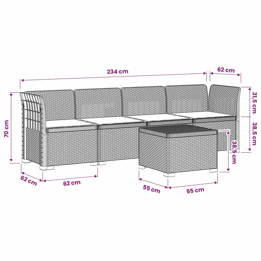 Divano da Giardino a 4 Posti con Cuscini in Stile Rattan PP 3443869