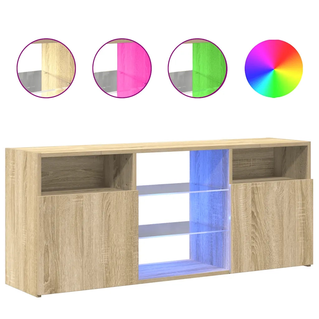 Mobile Porta TV con Luci LED-Credenza TV Rovere Sonoma 120x30x50 cm