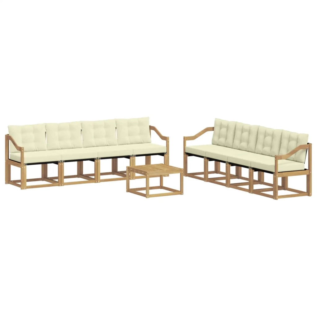 Set di divani da esterno con cuscino 9 pcs Bianco e Crema 3389340