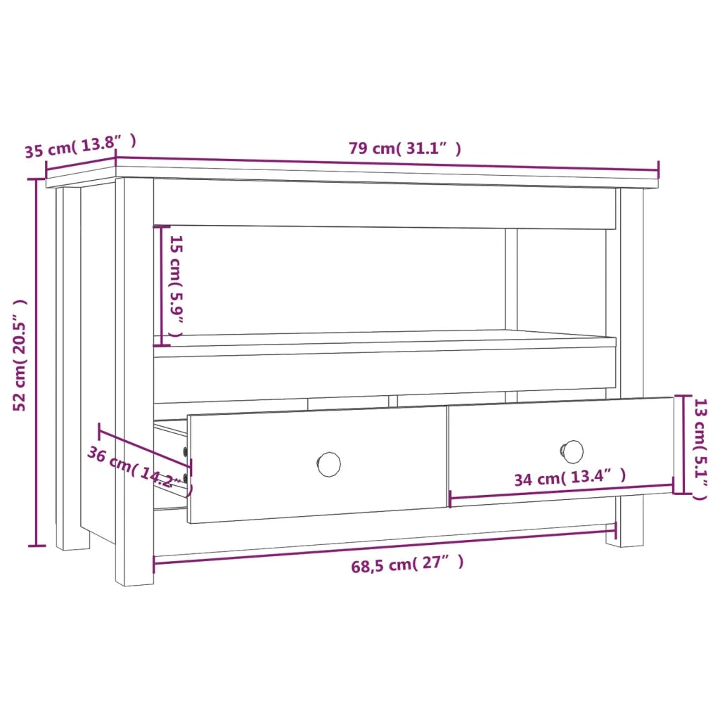 Mobile TV | Armadietto TV | Mobile Porta TV ambra 79x35x52 cm in Legno Massello di Pino