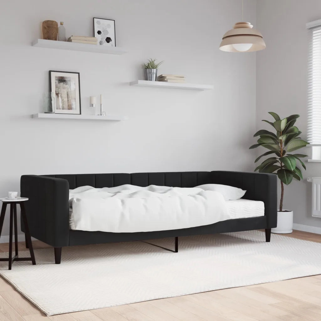 Divano letto | Sof¨¤ letto | Letto singolo con Materasso Nero 90x200 cm in Velluto
