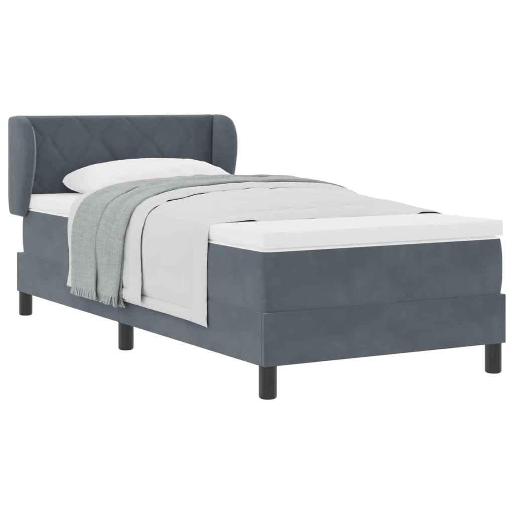 Letto a molle con testiera Grigio scuro 90 x 200 cm Velluto 3340425