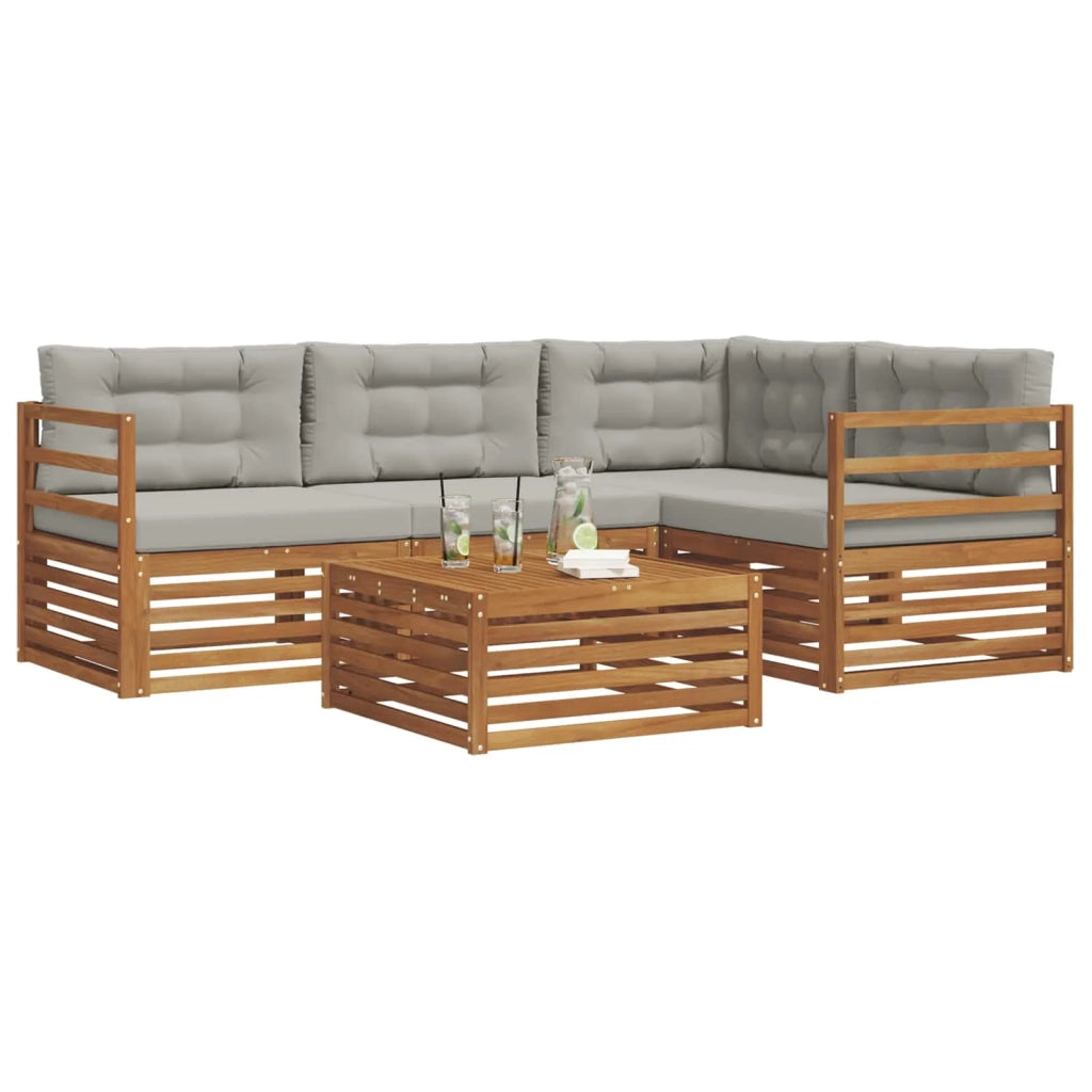 Set di divani da esterno 5 pcs Grigio Naturale e Chiaro 3373401