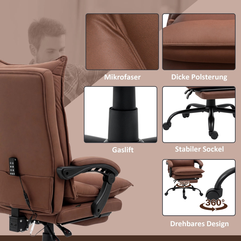 Sedia da ufficio con massaggio e riscaldamento ¨C Minimal ¨C marrone, 120 kg