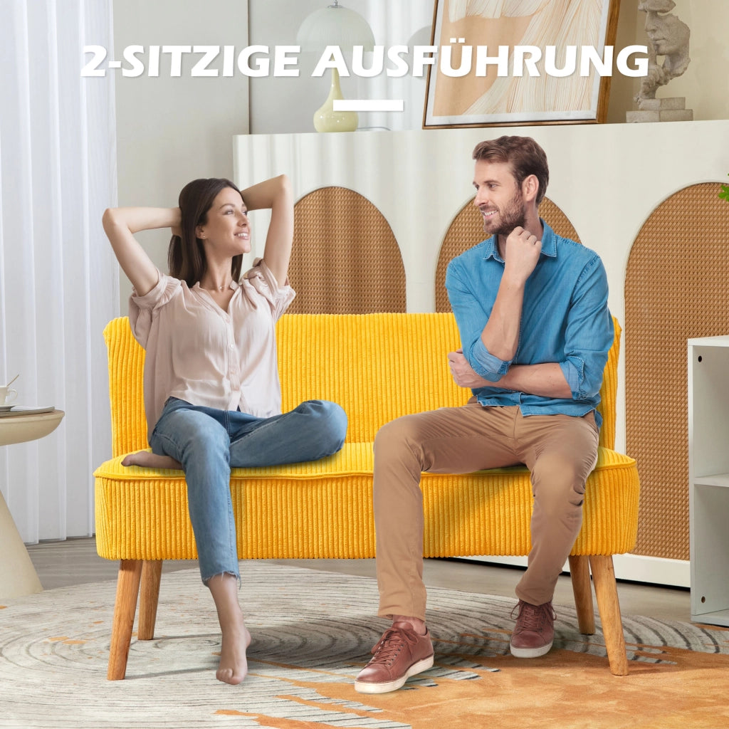 Divano 2 Posti ¨C Minimal ¨C Tessuto Giallo 117x56.5x77