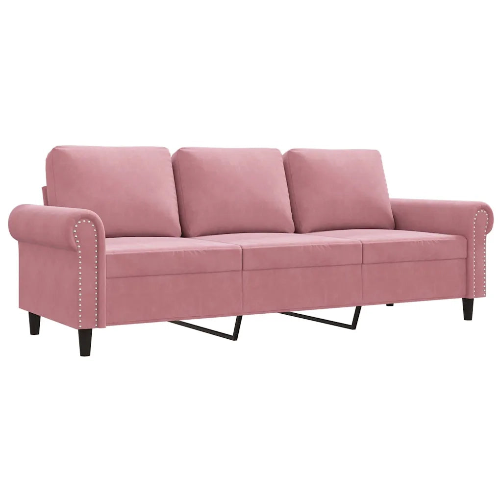Divano a 3 Posti rosa 180 cm in Velluto 359542