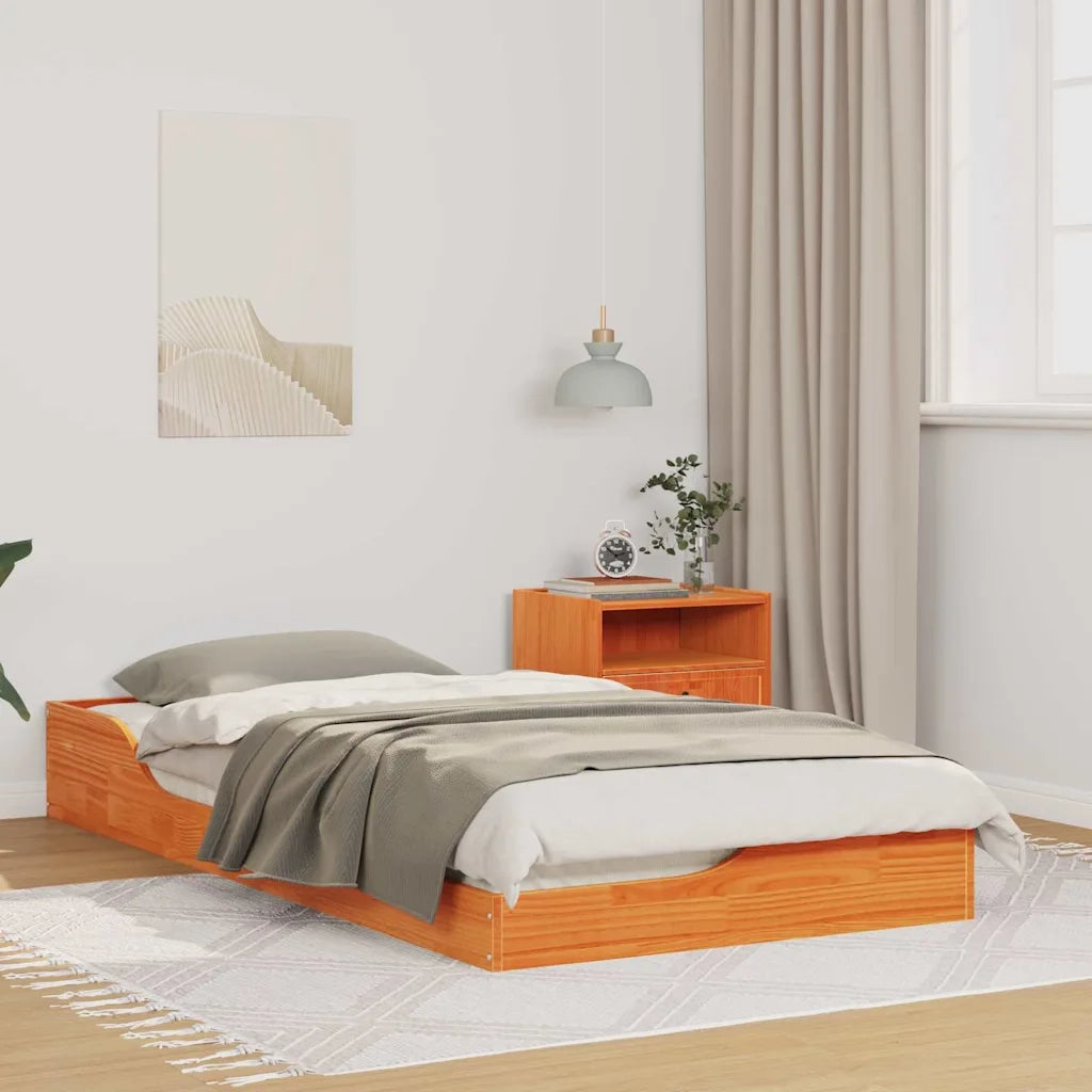 Struttura del letto Marrone cerato 90 x 190 cm Pino massello 873396