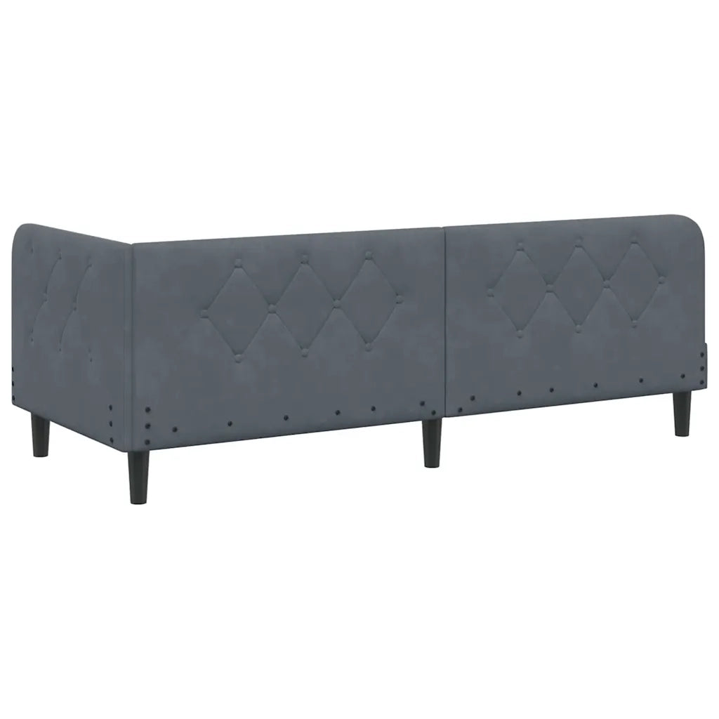 Cornice del letto ad angolo Grigio scuro 80 x 200 cm Velluto