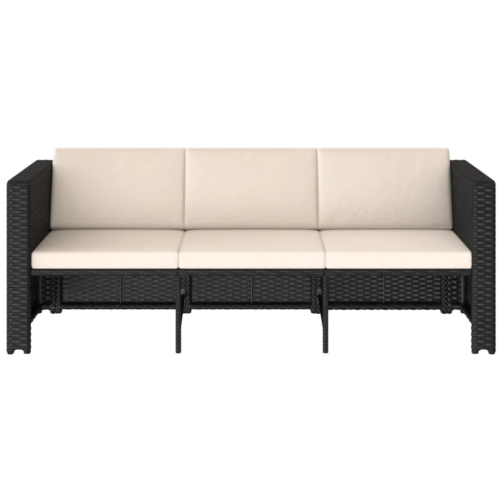 Set Divani da Giardino 4 pz con Cuscini in Polyrattan Nero