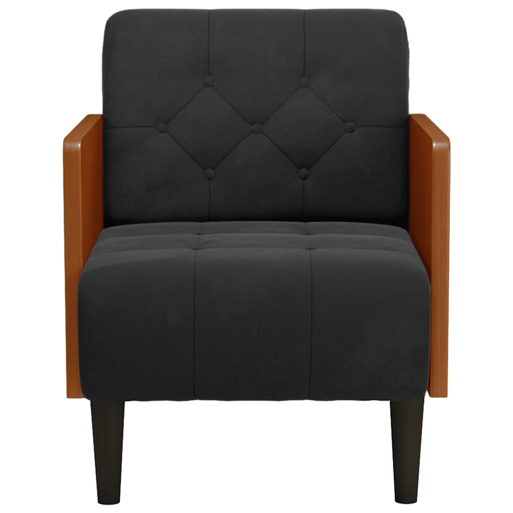 Divano Sedia con Braccioli-Poltrona-Sofa Relax Nero 55 cm in Velluto