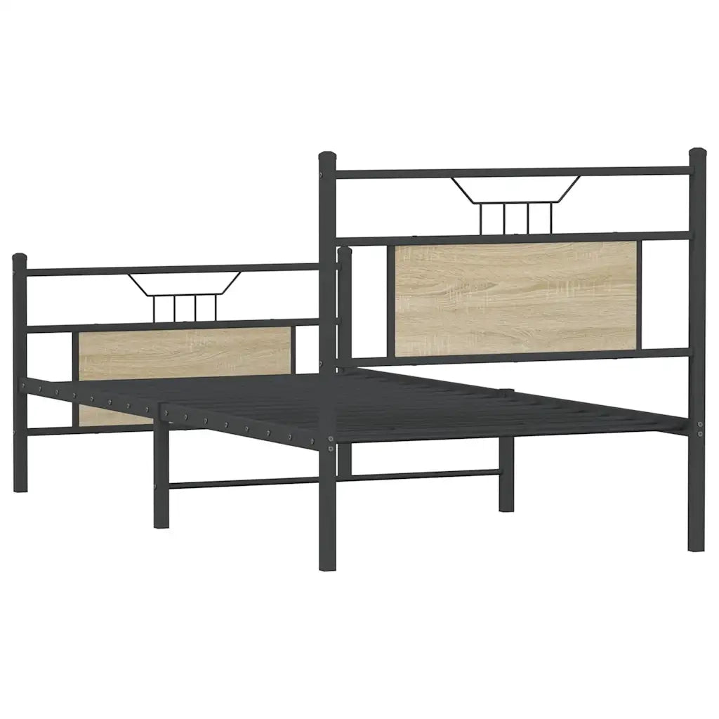 Letto singolo | Letto per adulti | Giroletto senza Materasso Rovere Sonoma 90x190 cm in Truciolato