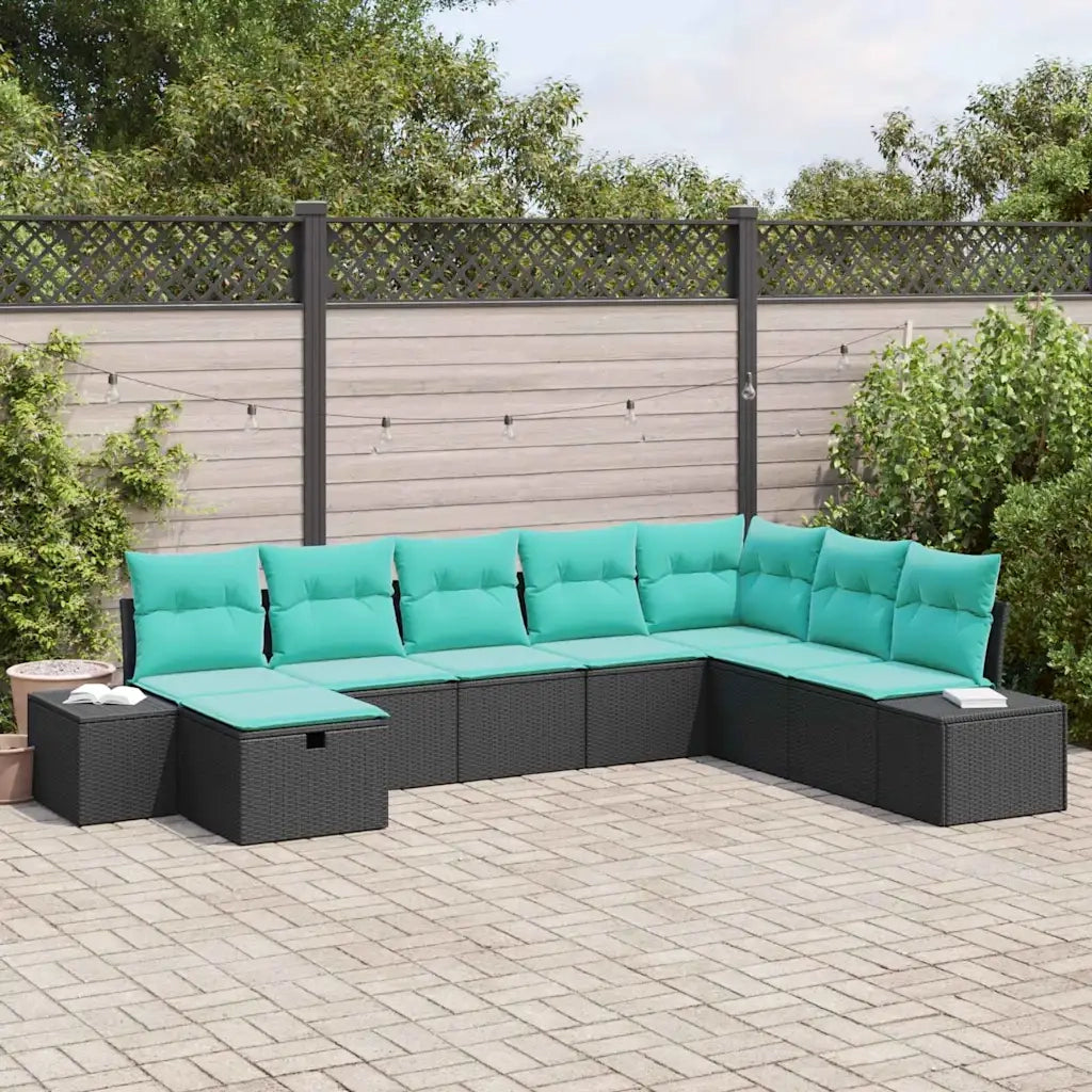 Set Divano da Giardino 8 pz Nero polyrattan 3359435