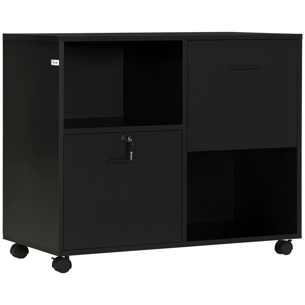 Scrivania con 2 Cassetti e Ripiani ¨C zephmum ¨C 80x40x66cm, Nero