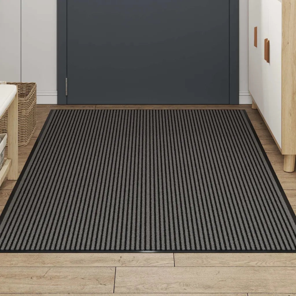 Zerbino a Strisce Nere e Grigie 115x200 cm 4105597