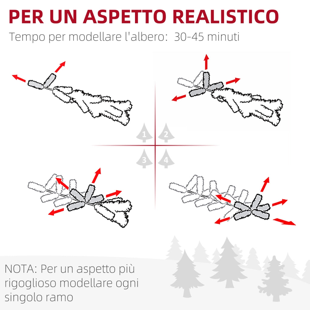 Albero di Natale Artificiale ¨C Minimal ¨C Verde 180 cm con Base in Acciaio