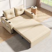 Divano letto 3 in 1 con porta bicchieri; USB e Type-C; 131x81x94 cm; beige