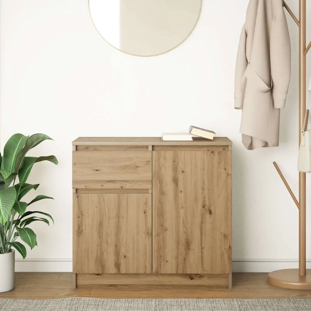 Credenza con Cassetto-Buffet-Armadio da cucina Rovere Artigianale 71x35x65 cm Truciolato 885992