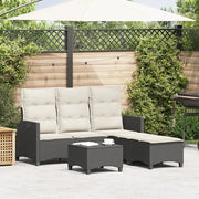 Set Divani da Giardino 3 pz con Cuscini Forma L Polyrattan Nero 3328638