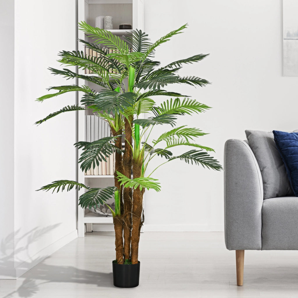 Palma Artificiale 160 cm con Vaso ¨C Minimal ¨C Marrone e Verde