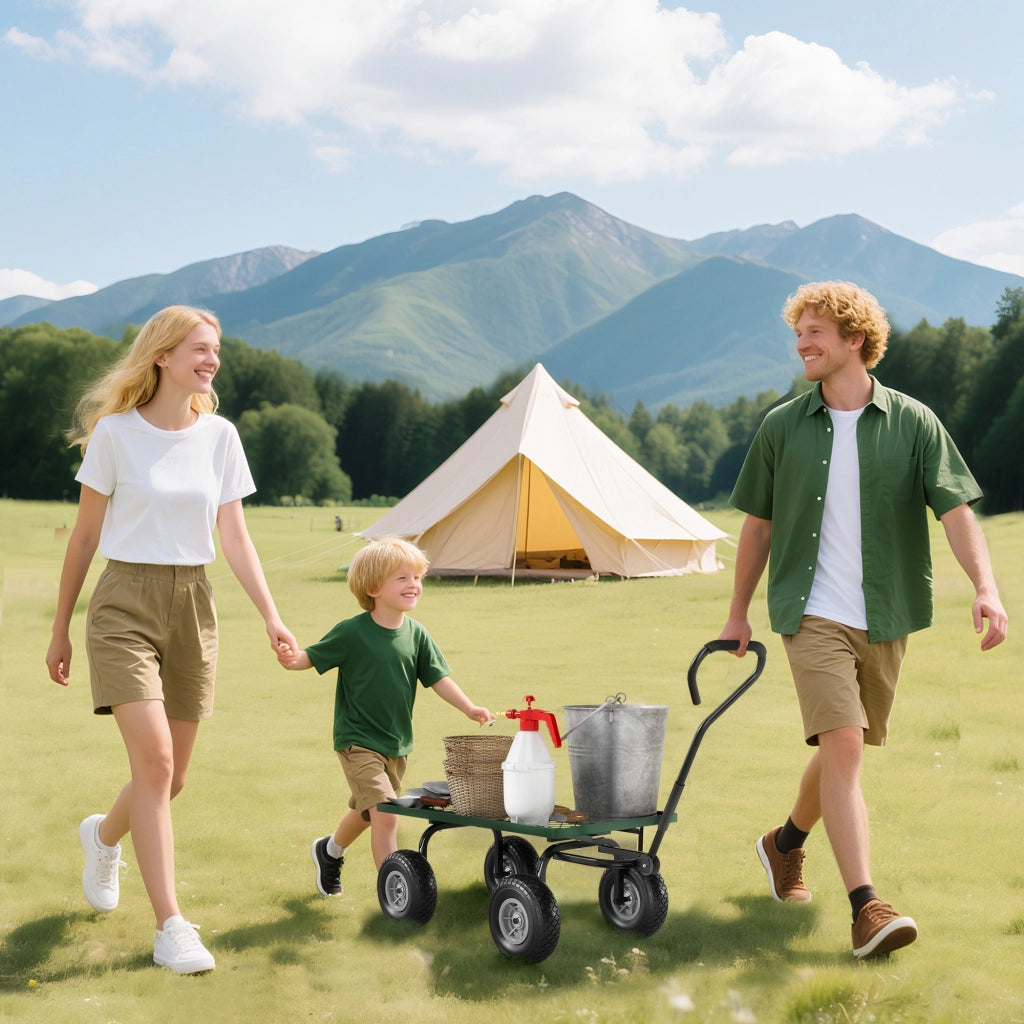 Carrello Giardino in Acciaio ¨C Minimal ¨C Nero e Verde 94x48.5x100 cm