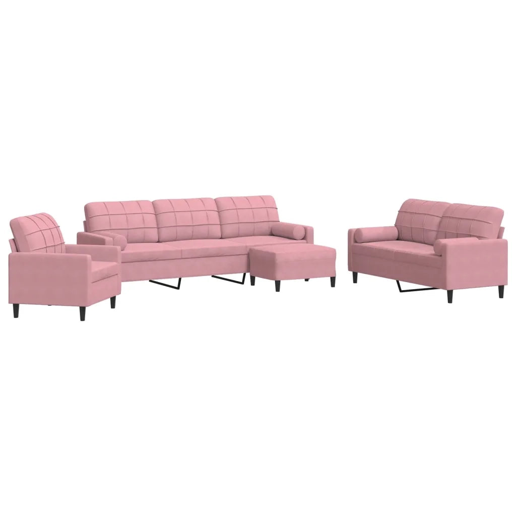 Set di Divani 4 pz con Cuscini e Rinforzi rosa in Velluto 3278464