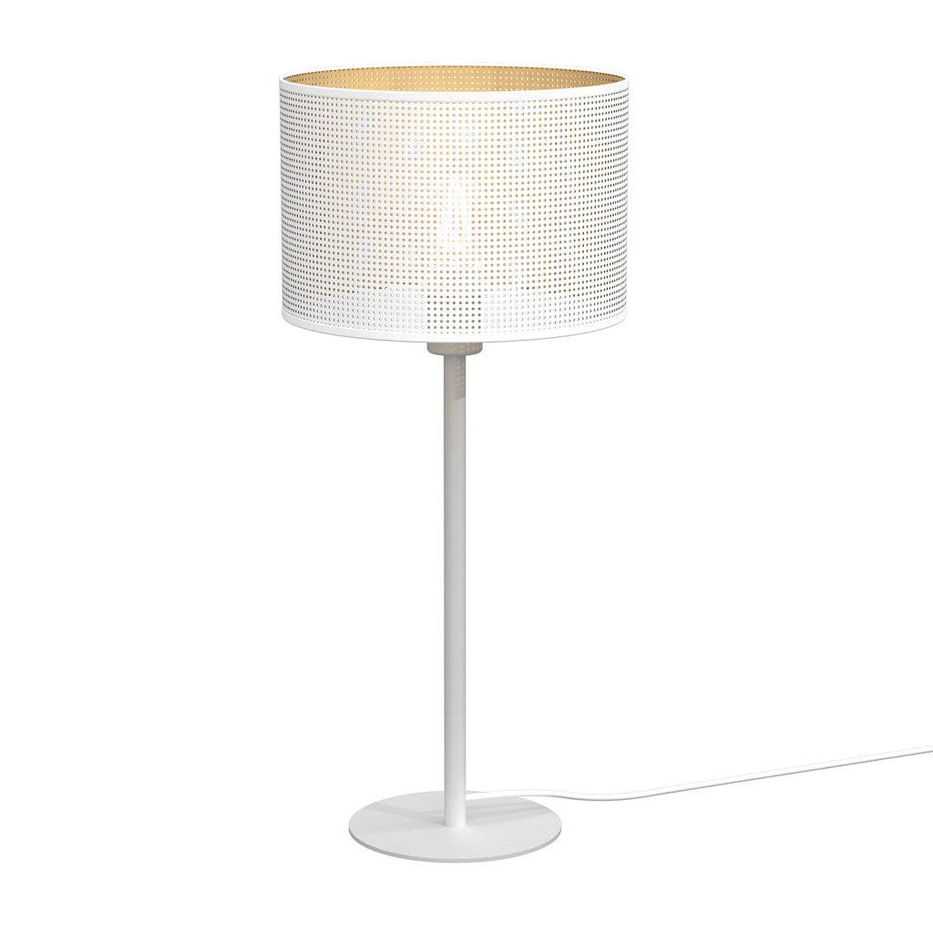 Lampada da tavolo loft bianca oro Ø25 E27 metallo Luminex