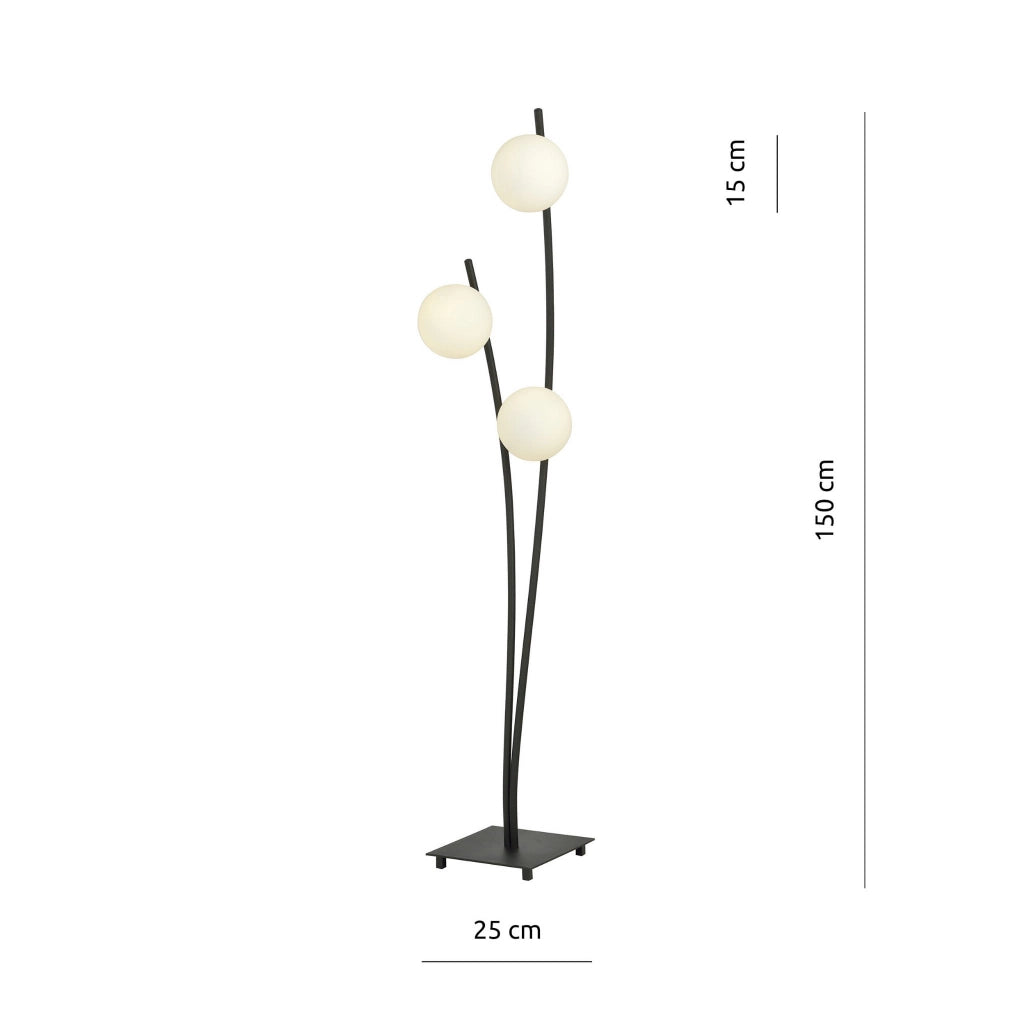 Lampada da terra Emibig Hunter nera/opale 3xE14 150cm