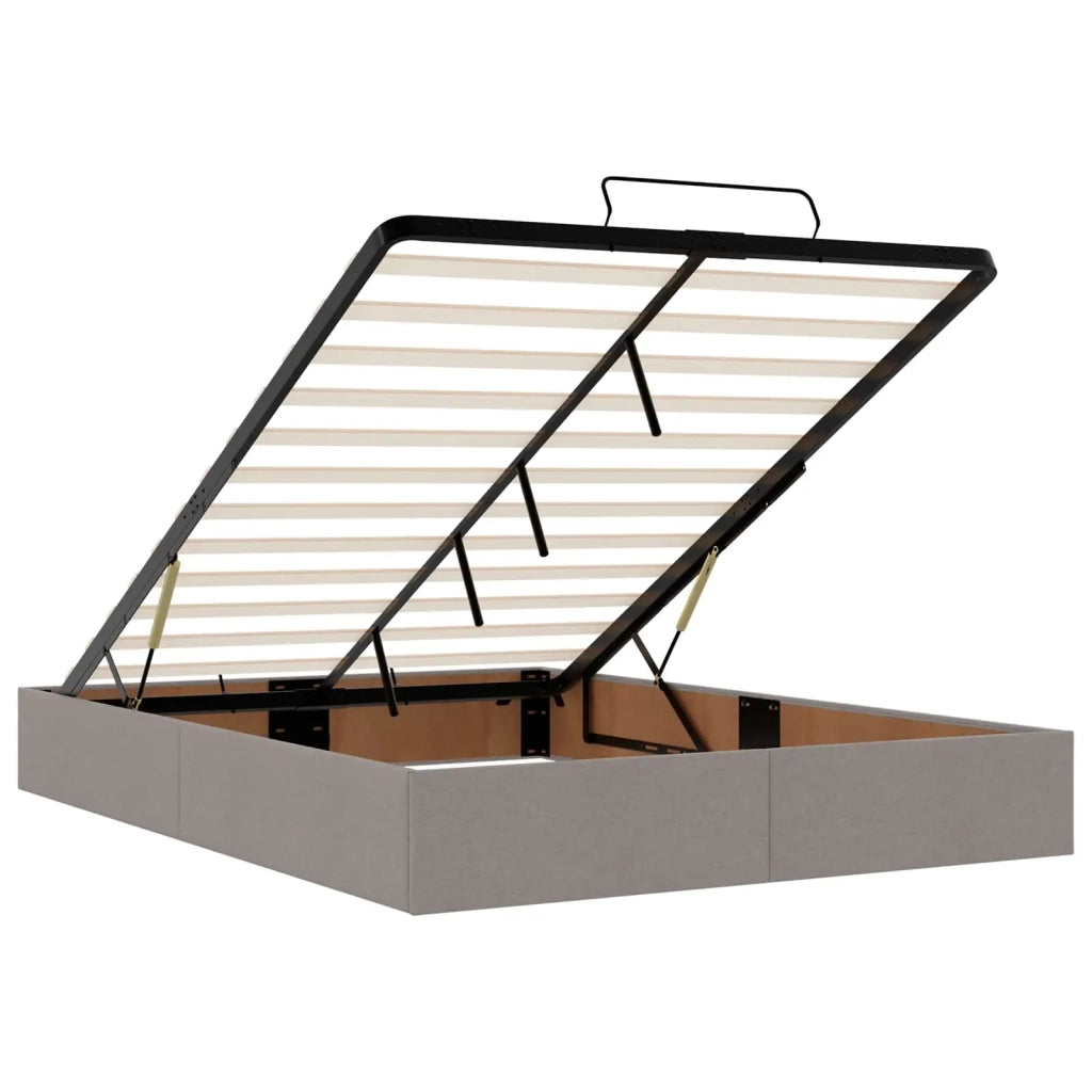 Letto Ottomano con Materasso e LED Tortora 140 x 200 cm Tessuto 3456833