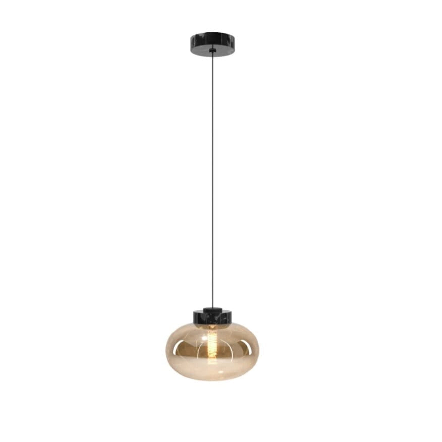 Sospensione Maxlight Moonstone vetro ambra nero Ø45cm E27