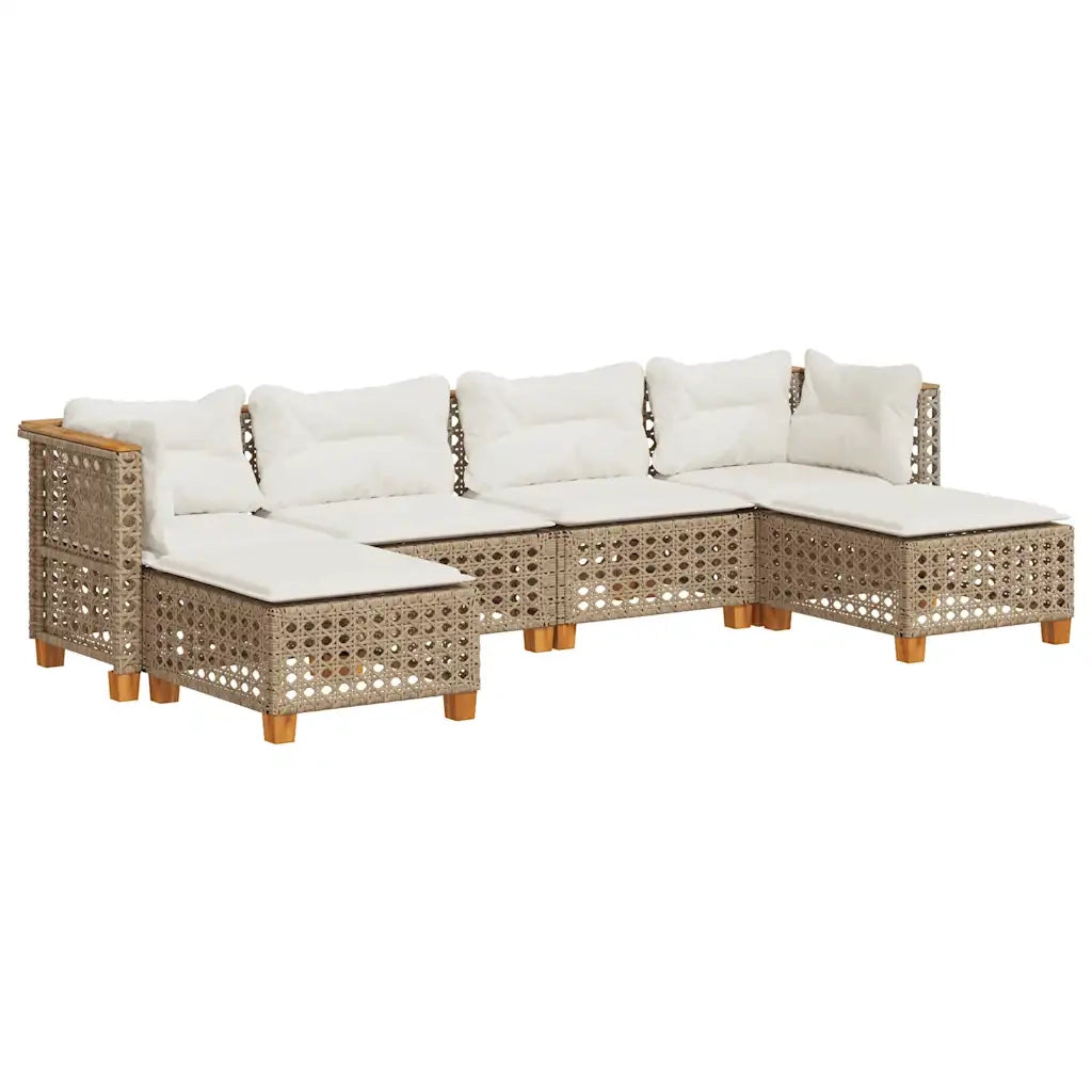 Set Divano da Giardino 6 pz con Cuscini Beige in Polyrattan 3261952