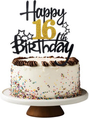 Decorazione per torta 16° compleanno - Goud/Zwart - Alta qualità