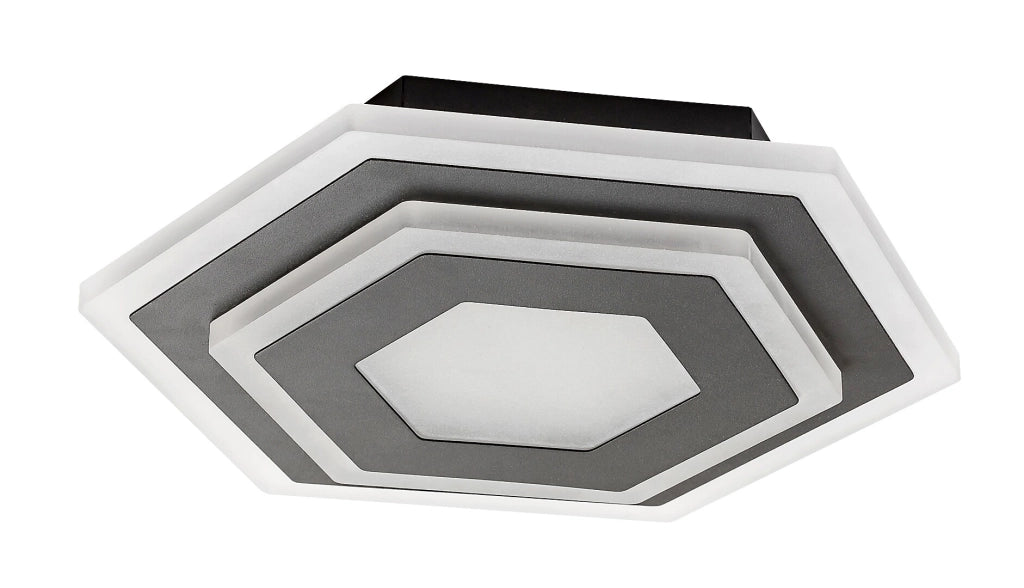 Plafoniera LED Rabalux Bitsi esagonale nera 23W 27cm