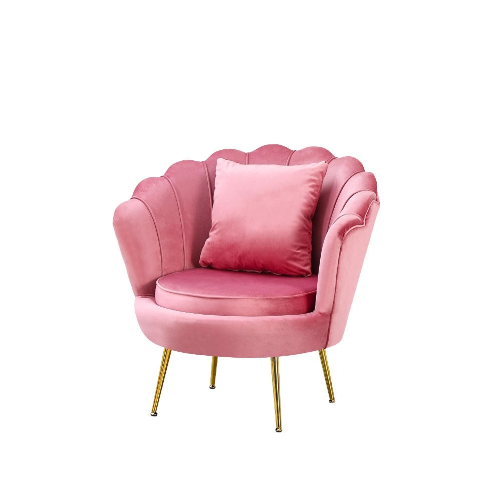 Poltrona Orel a Conchiglia in Velluto Rosa – Design Elegante e Avvolgente
