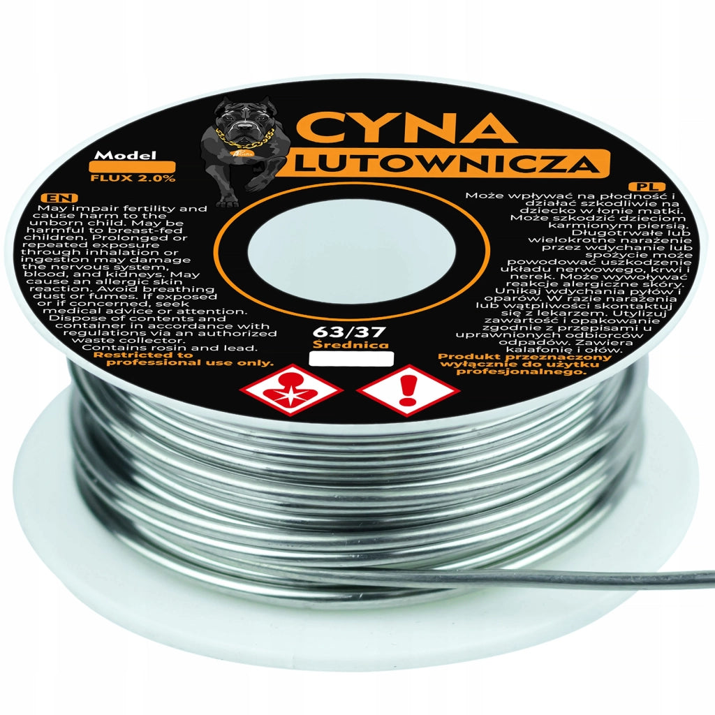 Filo di Saldatura Sn63Pb37 2 mm 100g – Alta Qualità con 2% di Flussante | Temperatura di Fusione 183-190°C
