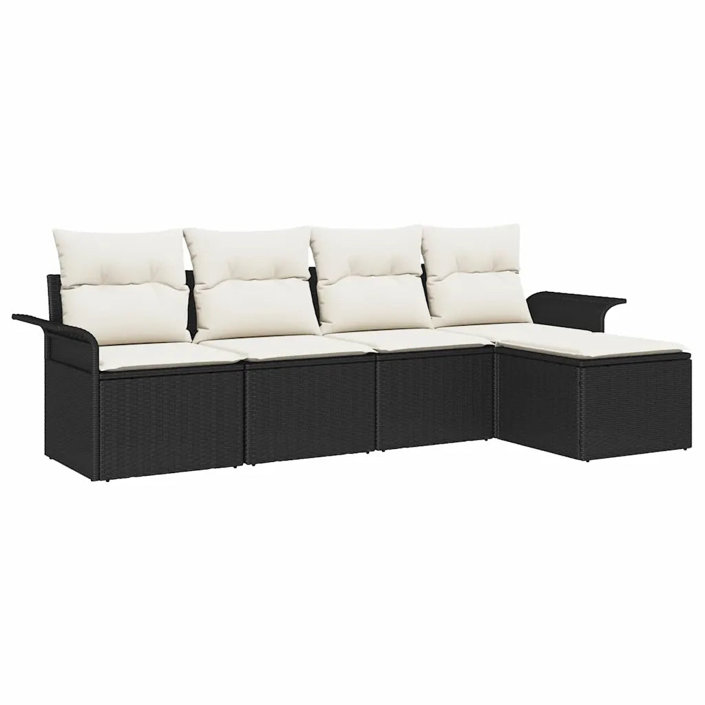 Divano da esterno con cuscino 5 pcs Nero polyrattan 3345317