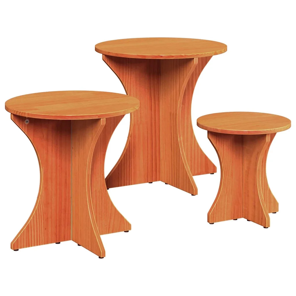 Tavolino da salotto 3 pcs Marrone cerato 873570