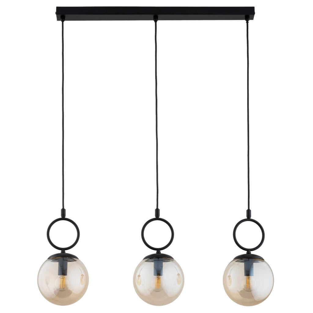Lampada a sospensione SITRO sfere nero/ambra 3xE14 Alfa