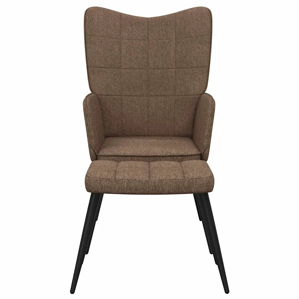Sedia Relax con Sgabello Marrone in Tessuto 327955