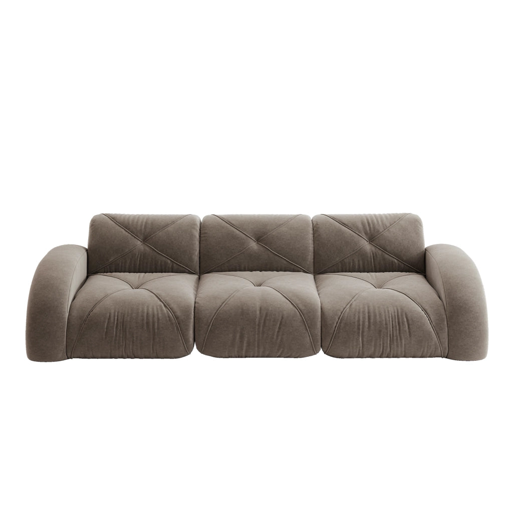 Divano 3 Posti Modulare ¨C Xylo ¨C Tessuto Chenille, Marrone, Senza Montaggio