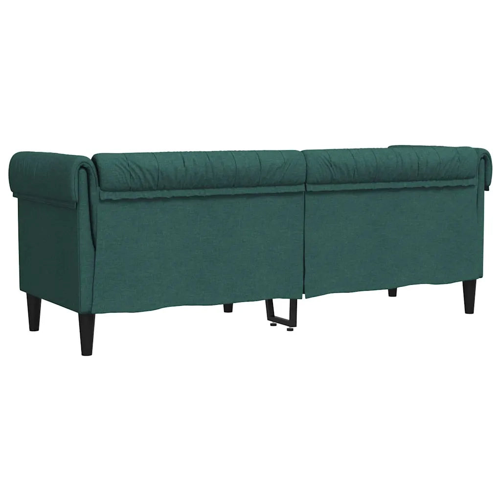Divano | Divano da soggiorno | Sofa Chesterfield a 3 Posti Verde Scuro in Tessuto