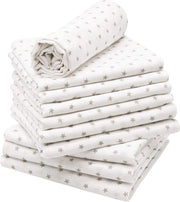 Set di 10 asciugamani da pavimento bianchi, stelle grigie, 80 x 80 cm, senza confezione regalo