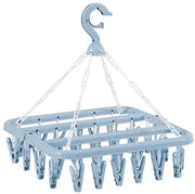 Drogeria Opvougbile con 32 clip, appoggio per calze, ripiegabile per appendere (blu)