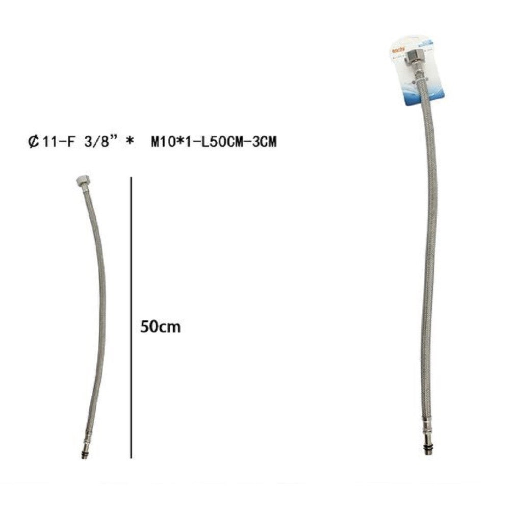 Trade Shop - Tubo Flessibile Flessibili Rubinetto Miscelatore Acqua 50 Cm F 3/8 X M10/1 69395 -