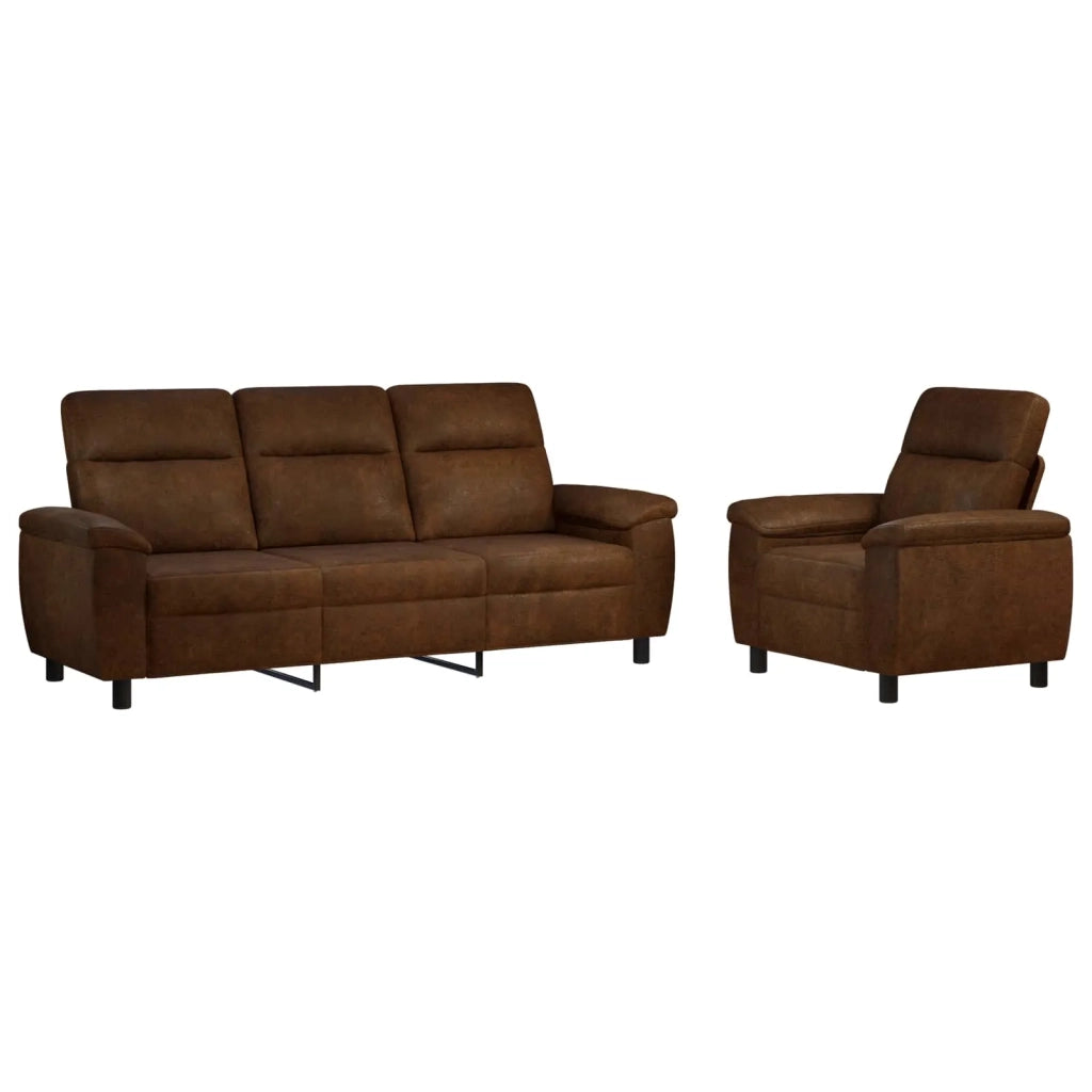 Set di divani 2 pcs Marrone Pelle Scamosciata Sintetica 3430639