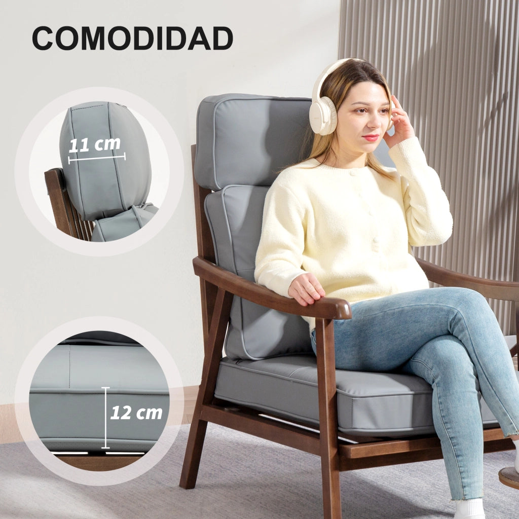 Poltrona ¨C Minimal ¨C Grigio e Pelle Sintetica