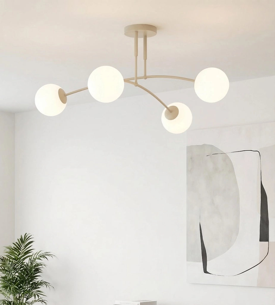 Plafoniera PREGOS a sfere 4 luci E14 beige Emibig